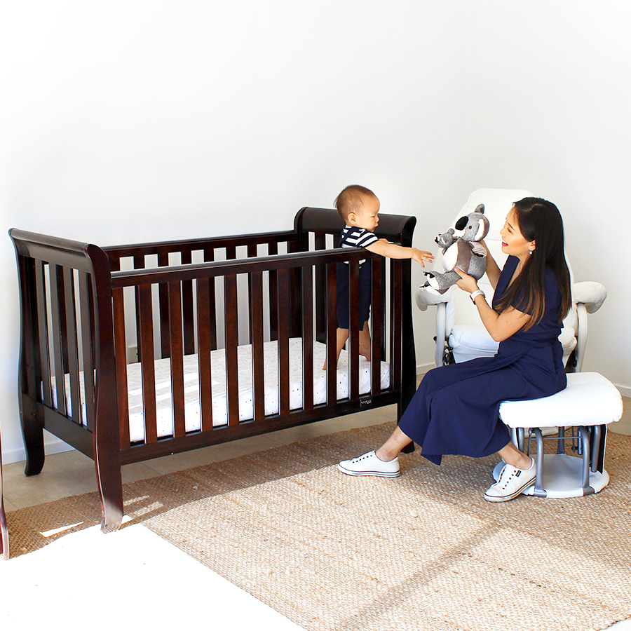 cot bed white and oak