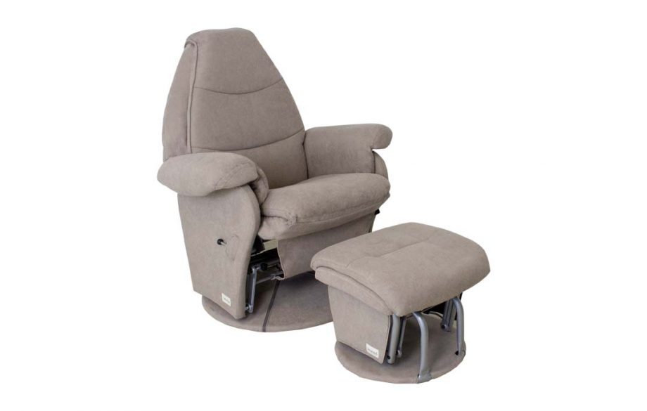 Vogue Feeding Glider Chair & Ottoman Sandstone Fabric