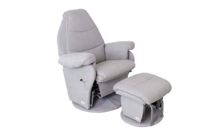 Vogue Feeding Glider Chair & Ottoman Steel Grey Fabric