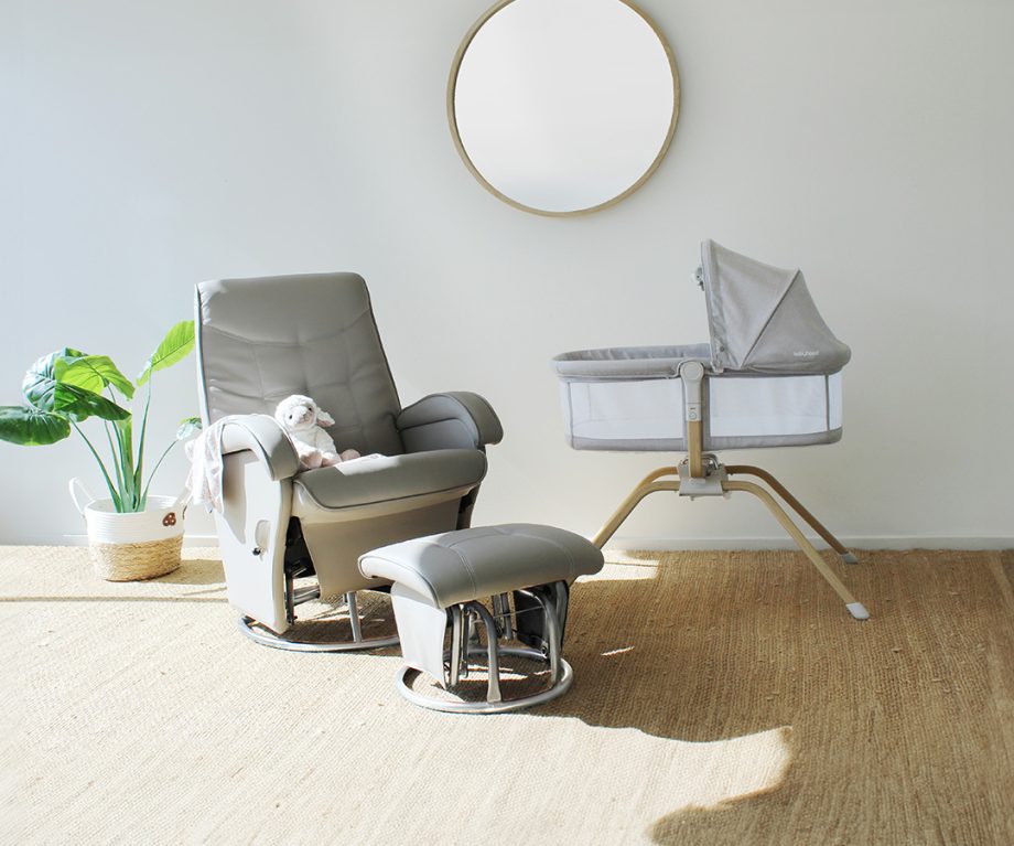 Diva Feeding Glider Chair & Ottoman - Ice Grey