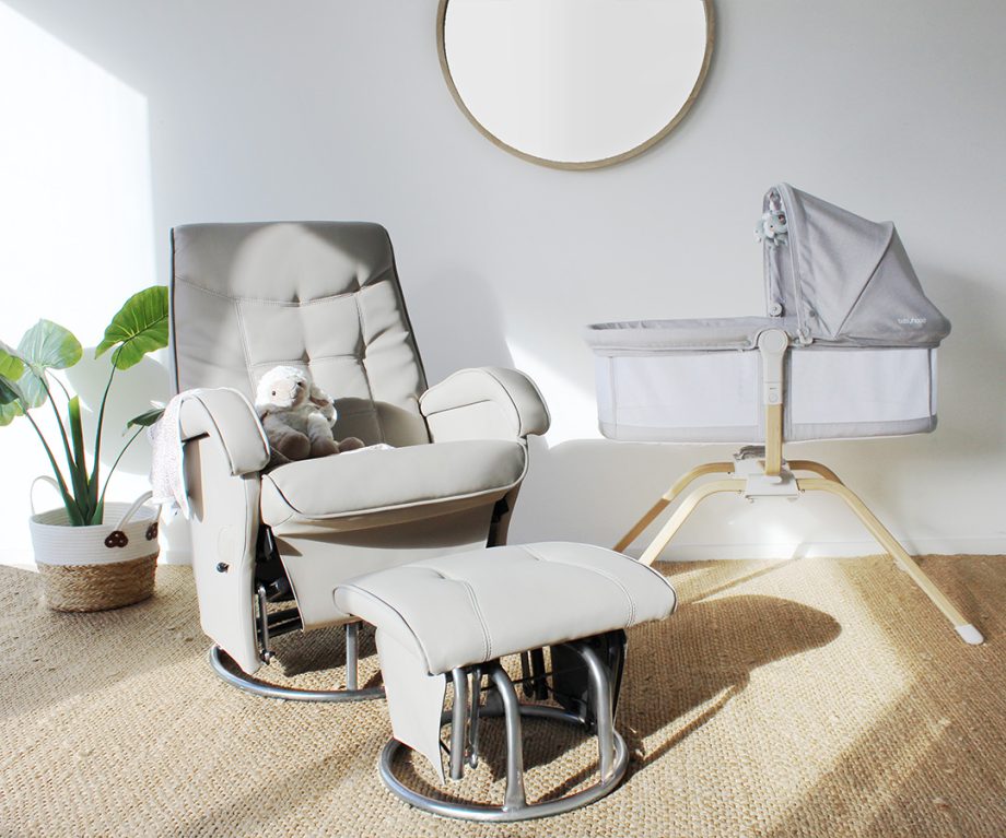 Diva Feeding Glider Chair & Ottoman - Ice Grey