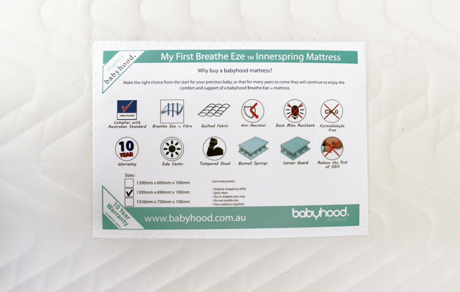 Mali Compact Cot & My First Breathe Eze Innerspring Mattress - Natural