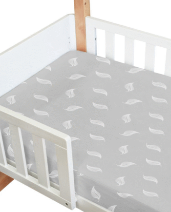 Amani Bebe Organic Standard Fitted Sheet - White Leaf