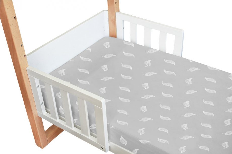 Amani Bebe Organic Compact Fitted Sheet - White Leaf