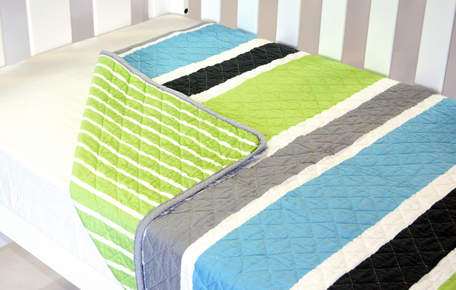 Cot Quilt Coverlet  Summer Stripe