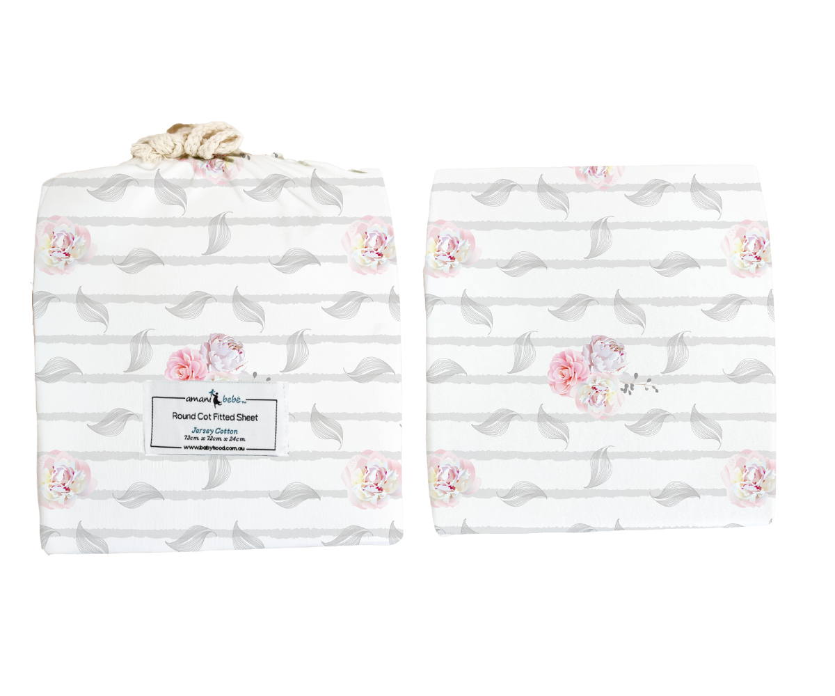 Amani Bebe Organic Round Fitted Sheet - Vintage Floral