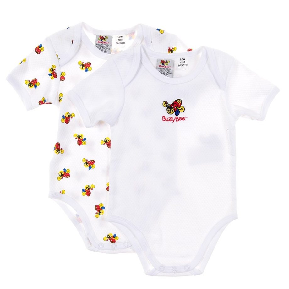 Buzzy Bee Infants 100% Cotton Knitted S/S Bodysuit 2pk