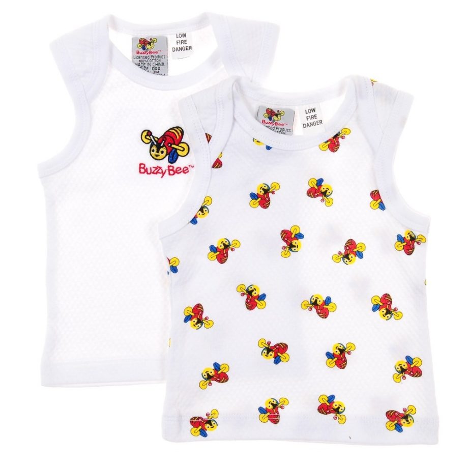 Buzzy Bee Infants 100% Cotton Knitted Singlets 2pk