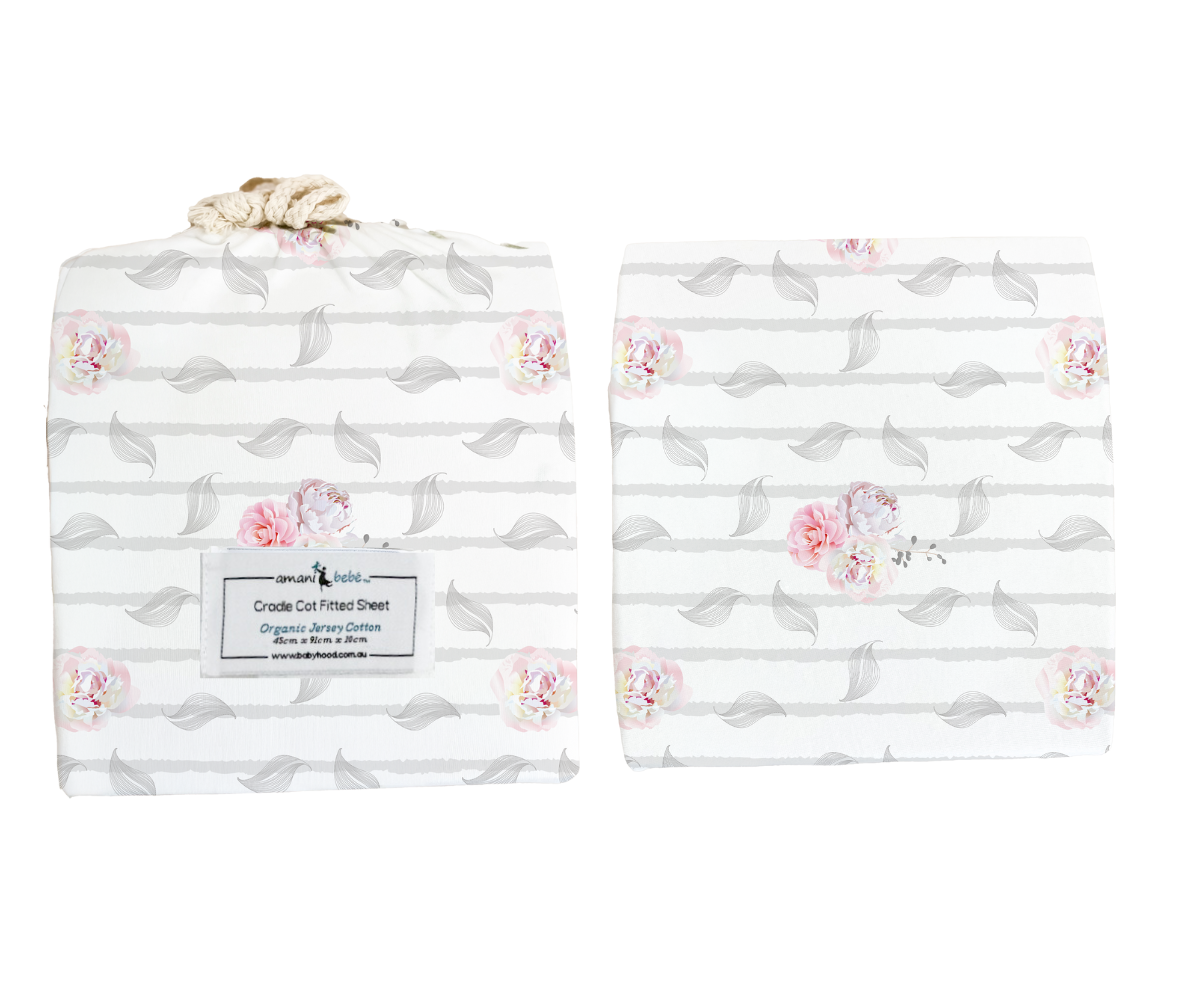 Amani Bebe Organic Jersey Cotton Cradle Fitted Sheet - Vintage Floral