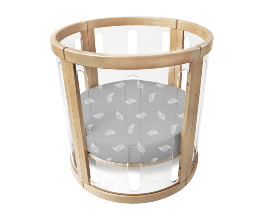 Amani Bebe Organic Round Fitted Sheet - White Leaf