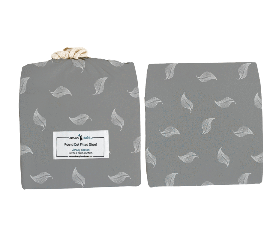 Amani Bebe Organic Round Fitted Sheet - White Leaf