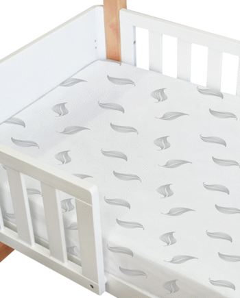 Amani Bebe Organic Standard Fitted Sheet - Grey Leaf