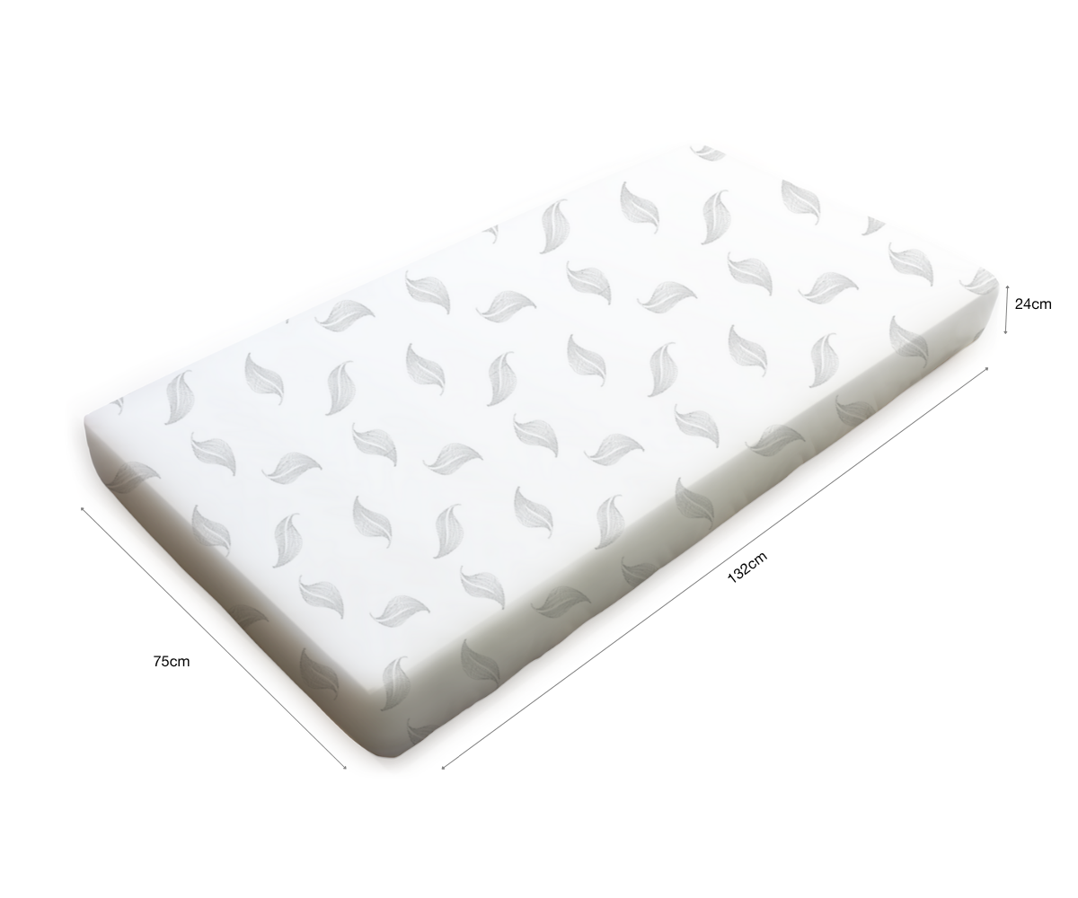 Amani Bebe Organic Standard Fitted Sheet - Grey Leaf