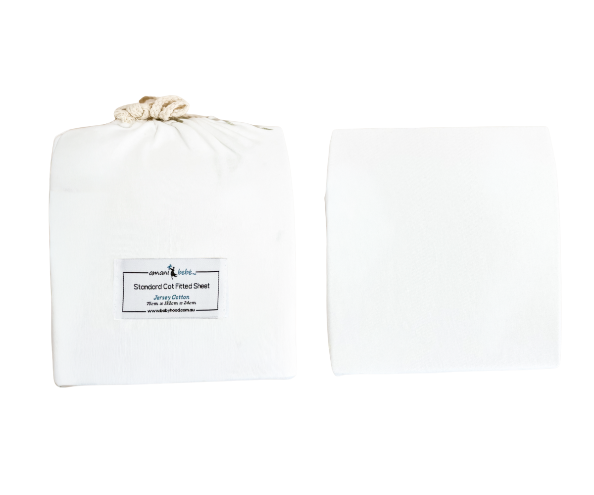 Amani Bebe Standard Fitted Sheet - White