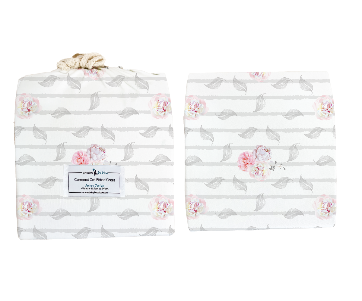 Amani Bebe Organic Compact Fitted Sheet - Vintage Floral