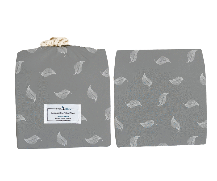Amani Bebe Organic Compact Fitted Sheet - White Leaf