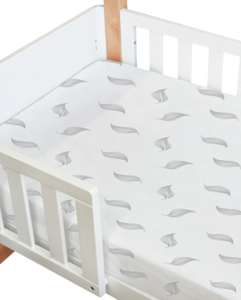 Amani Bebe Organic Compact Fitted Sheet - Grey Leaf
