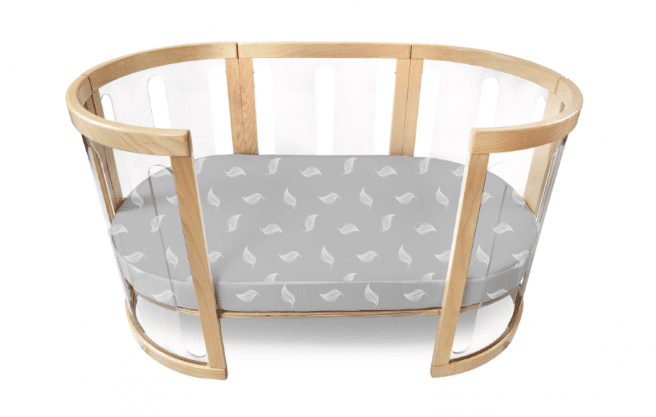 Amani Bebe Organic Oval Fitted Sheet - White Leaf