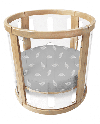 Amani Bebe Organic Round Fitted Sheet - White Leaf