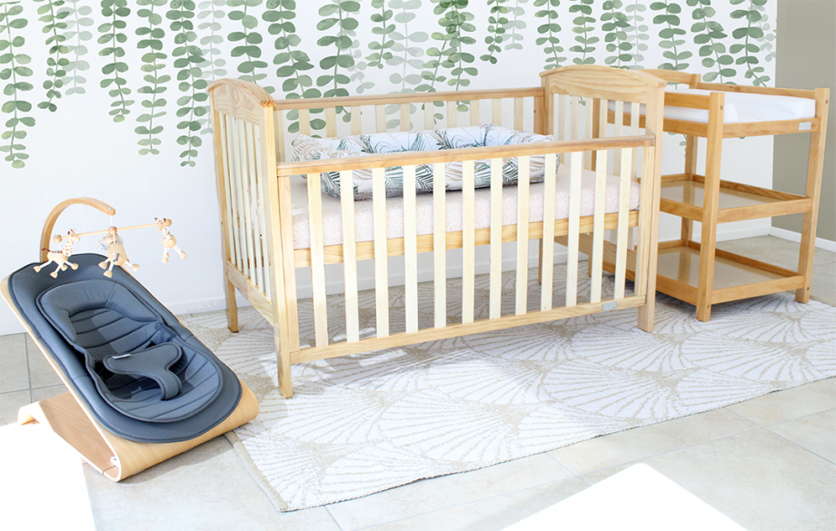 Classic Curve Cot & My First Breathe Eze Innerspring Mattress Natural