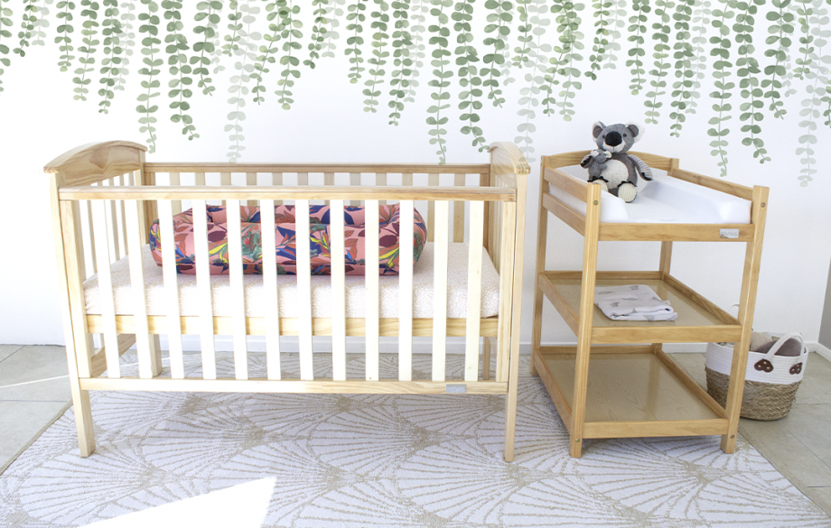 Classic Curve Cot & My First Breathe Eze Innerspring Mattress Natural