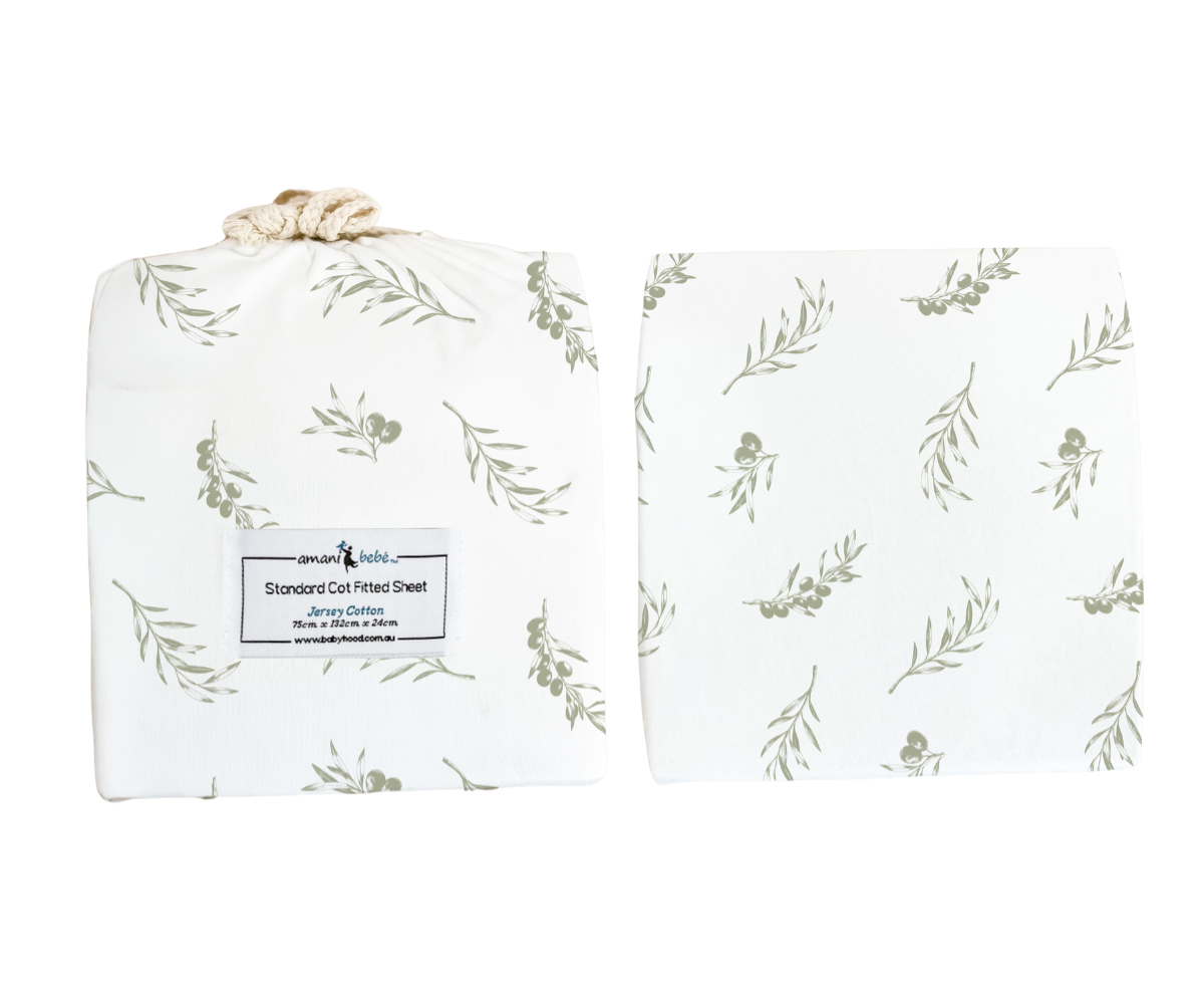 Amani Bebe Standard Fitted Sheet - Olive