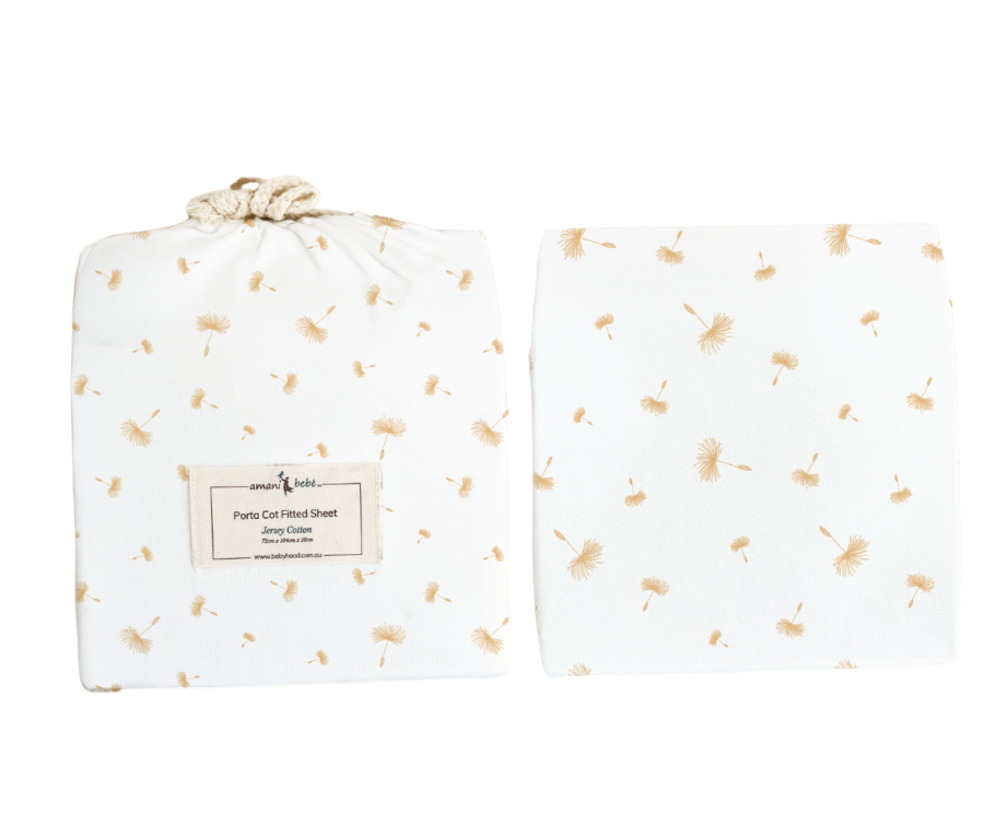 Amani Bebe Jersey Cotton Porta Cot Fitted Sheet - Dandelion