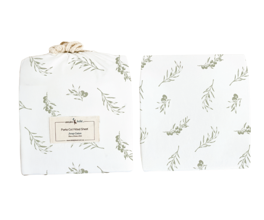 Amani Bebe Jersey Cotton Porta Cot Fitted Sheet - Olive