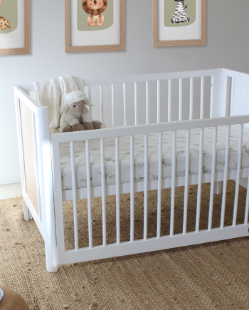 Aliya Rattan Cot White/Natural & Bamboo Innerspring Mattress