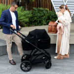 Doppio Plus Stroller Double Seat + Bassinet - Latte