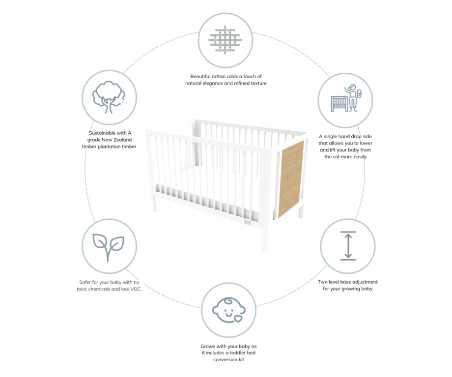 Aliya Cot - White/Natural