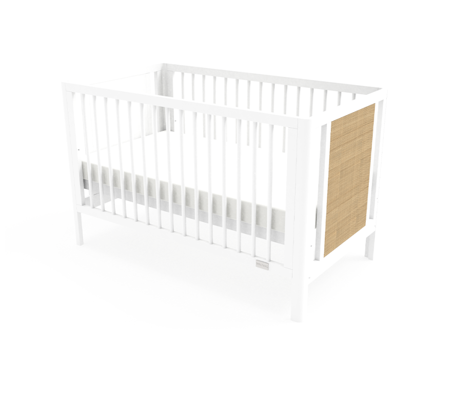 Aliya Rattan Cot White/Natural & Bamboo Innerspring Mattress