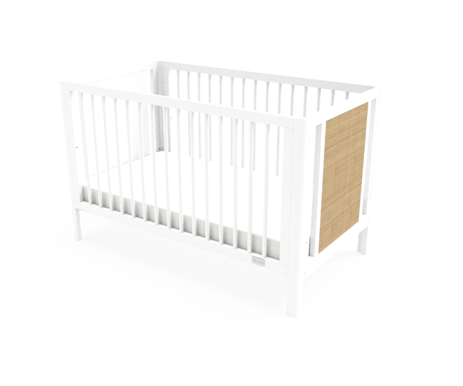 Aliya Rattan Cot White/Natural & Bamboo Innerspring Mattress