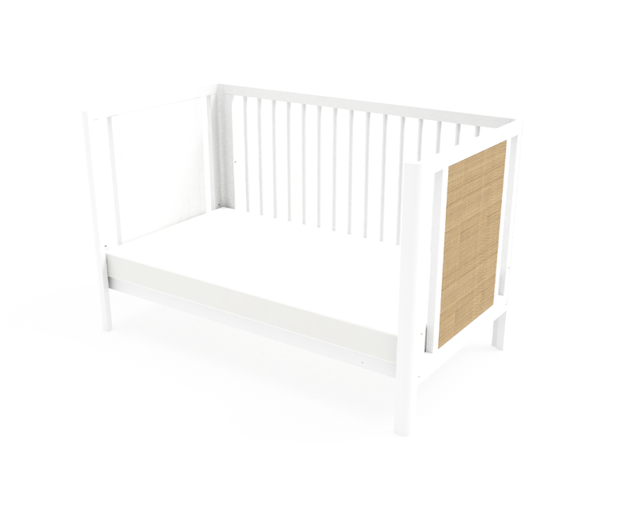 Aliya Rattan Cot White/Natural & Bamboo Innerspring Mattress