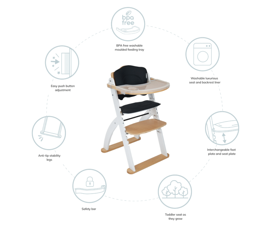 Kaylula Ava Forever High Chair White/Beech