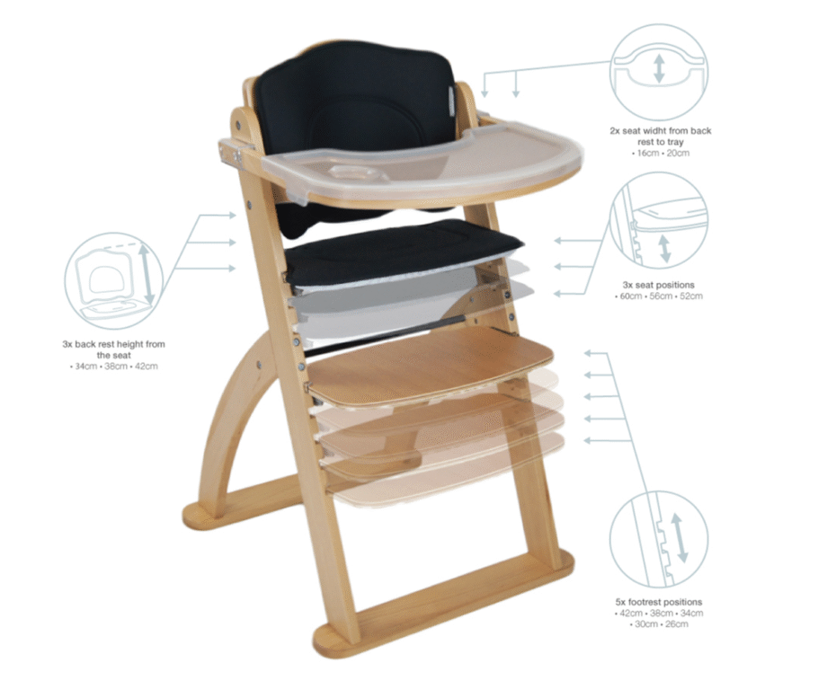 Kaylula Ava Forever High Chair White/Beech
