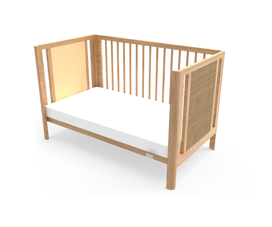 Aliya Rattan Cot Natural & My First Innerspring Mattress