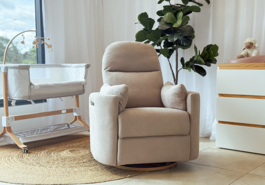 Firenza Electric Feeding and Recliner Glider Chair - Ivory